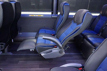 Leg support seats for premium luxury coaches