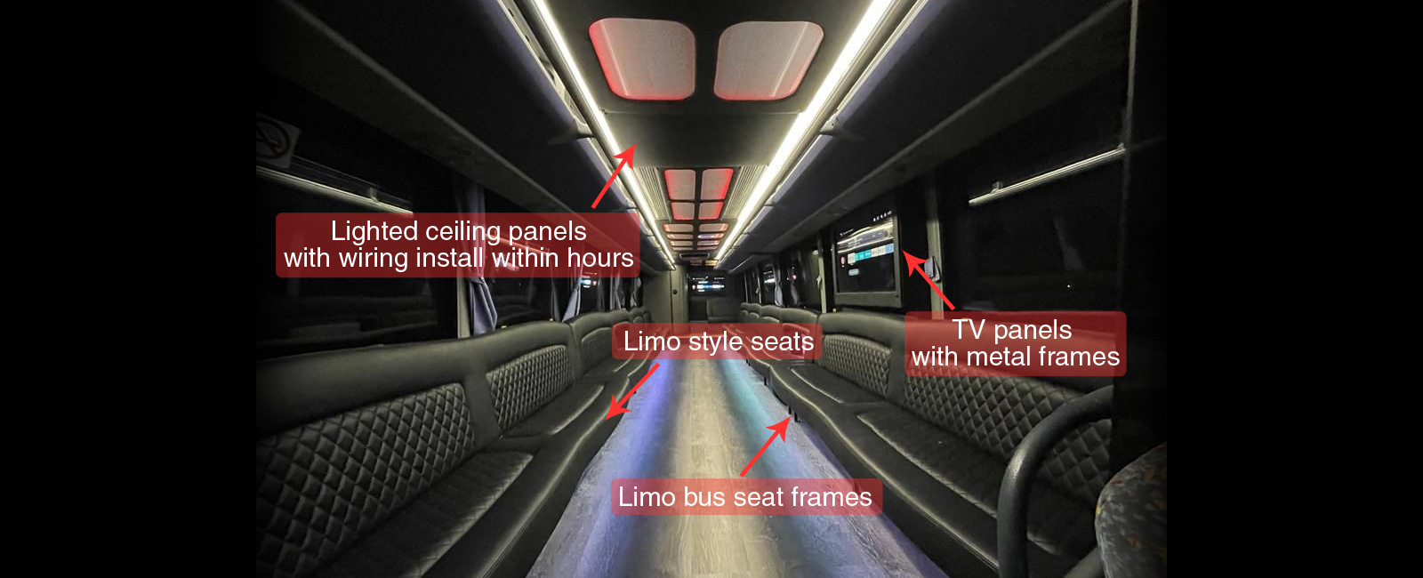 Lights underneath limo seats