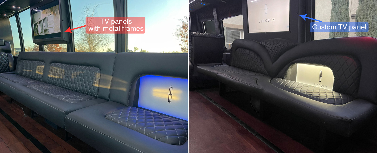 Limo bus TV frames & panels
