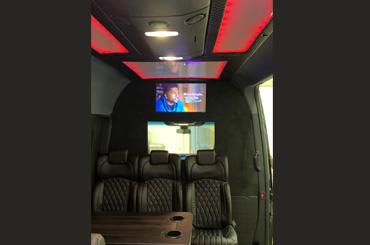sprinter full front divider with TV & stereo cutouts