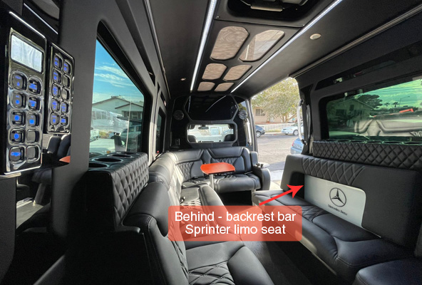 behind backrest bar sprinter limo seat