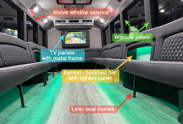 behind backrest bar with lighted panel