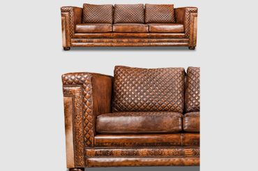 Custom genuine leather quilted furniture