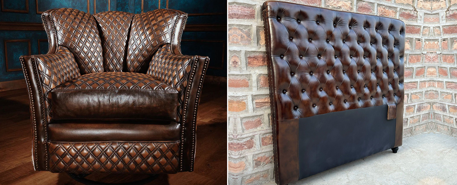 Diamond quilted vinyl and genuine leather slider