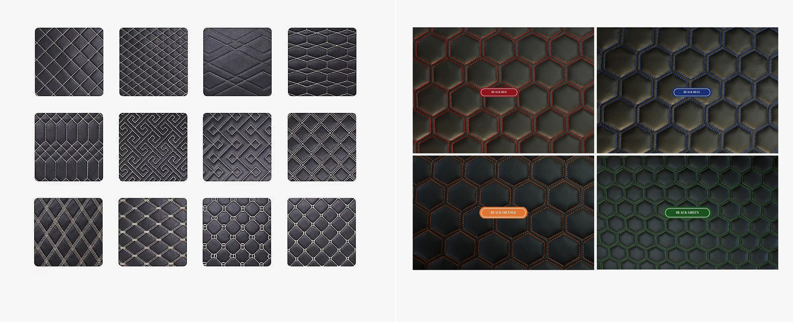 Diamond quilted vinyl and genuine leather slider