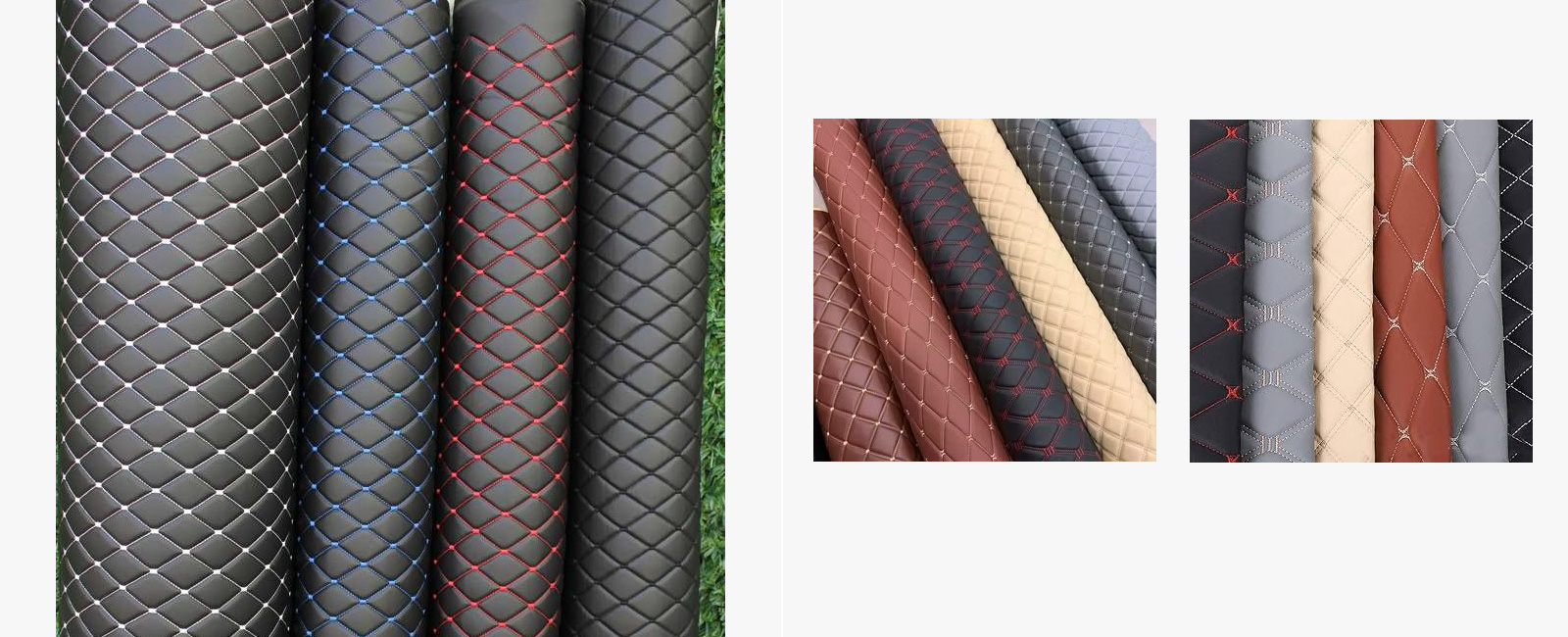 Diamond quilted vinyl and genuine leather slider