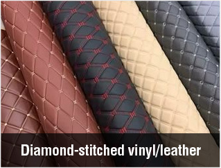 Diamond-stitched vinyl/leather