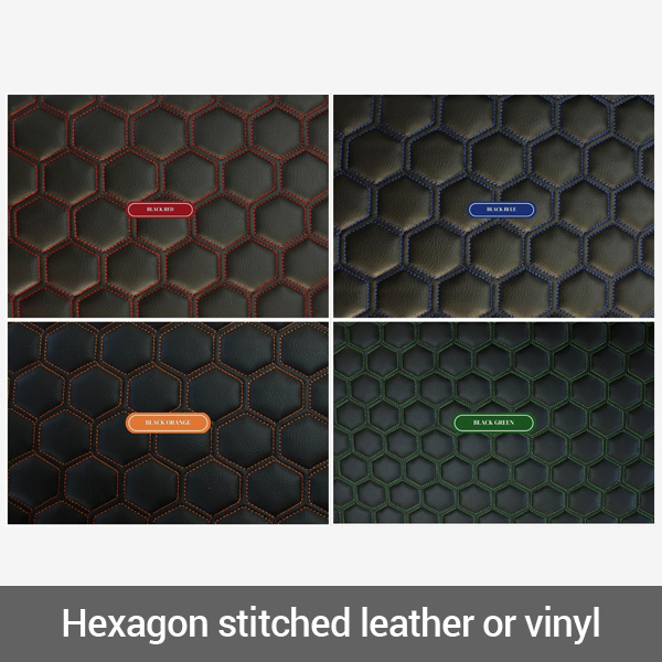 Hexagon stitched leather or vinyl