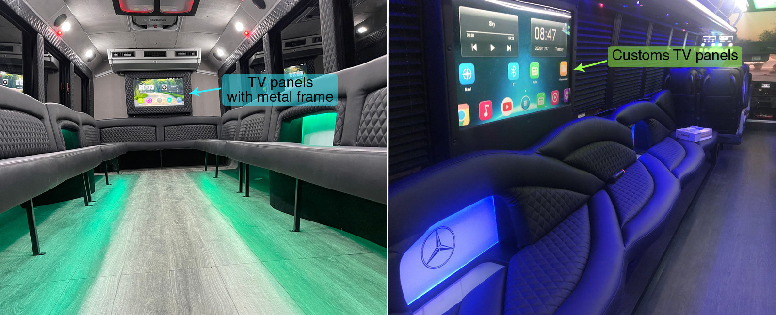 Limo bus TV frames & panels