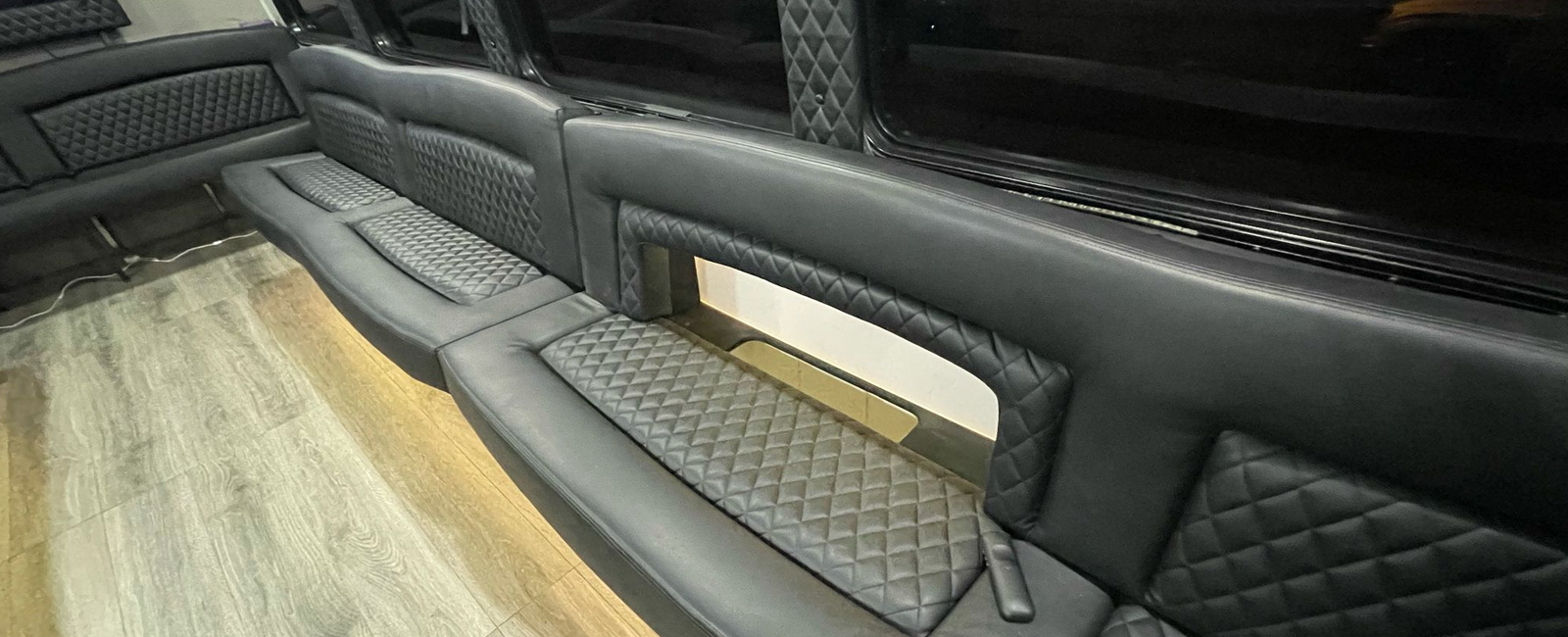 Limo bus seats with frames