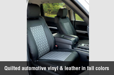 Quilted automotive vinyl leather in fall colors