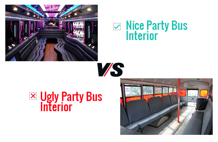 Nice Party Bus Interior V/s Ugly Party Bus Interior